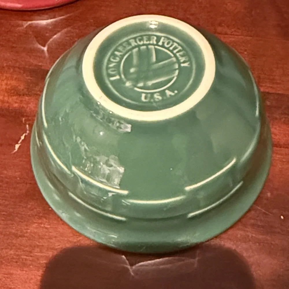 Longaberger Red and Green Ceramic Prep Bowls